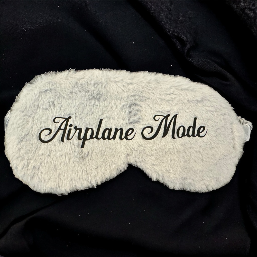 NEW Airplane Mode Plush Sleep Mask Travel Eye Mask Gray - Picture 6 of 7